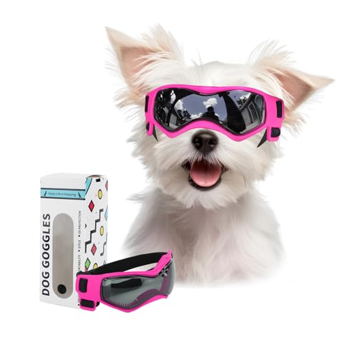 BillionChains Hundebrille mit verstellbarem Riemen, Hundesonnenbrille, UV-Schutz, Winddicht, Hundebrille für kleine Hunde, Pink BillionChains Hundebrille mit verstellbarem Riemen, Hundesonnenbrille, UV-Schutz, Winddicht, Hundebrille für kleine Hunde, Pink von BillionChains