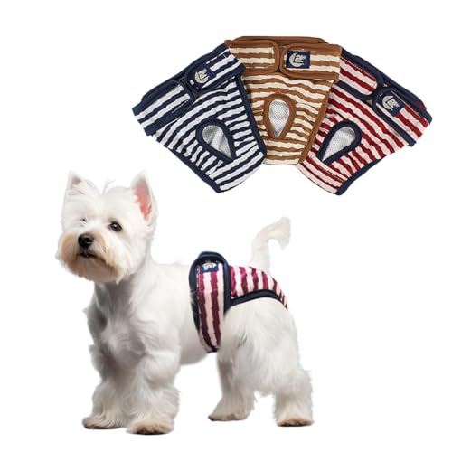 Billionchains 3 Stuks Wasbare Hondenluiers Herbruikbare Hundehöschen für Hunde mit Inkontinenz Blau/Rot/Braun, XXL Billionchains 3 Stuks Wasbare Hondenluiers Herbruikbare Hundehöschen für Hunde mit Inkontinenz Blau/Rot/Braun, XXL von BillionChains