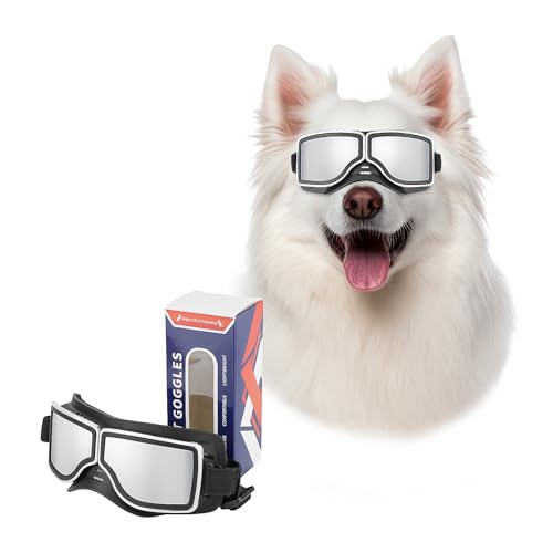 Billionchains Sonnenbrillen für Hunde Winddicht Hundebrille Einstellbar Hundesonnenbrille Hund Motorradbrille für Mittlere bis Große Hunde, Silber Billionchains Sonnenbrillen für Hunde Winddicht Hundebrille Einstellbar Hundesonnenbrille Hund Motorradbrille für Mittlere bis Große Hunde, Silber von BillionChains