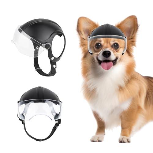 Hundehelm für kleine Rassen, Outdoor-Motorrad-/Fahrradhelm mit verstellbarem Riemen, Drop-Down-Hundebrille für Anti-UV-/Windschutz Hundehelm für kleine Rassen, Outdoor-Motorrad-/Fahrradhelm mit verstellbarem Riemen, Drop-Down-Hundebrille für Anti-UV-/Windschutz von BillionChains