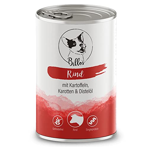 Hundefutter Nass Getreidefrei & Natürlich Nassfutter Hund - Hundenassfutter für alle Rassen, große & kleine Hunde - Wet Dog Food Grain-Free Adult Beef | Billos Rind 1er-Pack 800g von Billo's