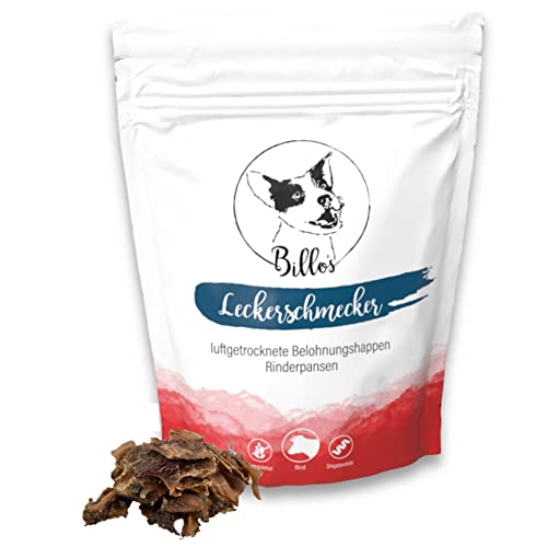 Leckerschmecker Rinderpansen Getrocknet Hunde-Leckerlis Trockenfleisch Pur - Dörrfleisch für Hunde - Natürliche Hundeleckerli Getreidefrei Hundesnacks - Dog Treats Snack | Billos Rind Pansen 70g von Billo's