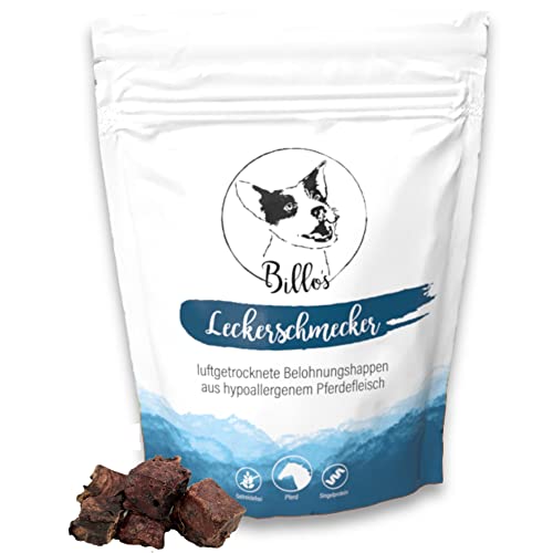 Leckerschmecker Pferdefleisch Getrocknet Pur Hypoallergen Kleine Leckerlis - Trockenfleisch für Kleine Hunde & Welpen - Hundeleckerli Dörrfleisch Snack - Dog Treats | Billos Pferd Fleisch Mini 70g von Billo's