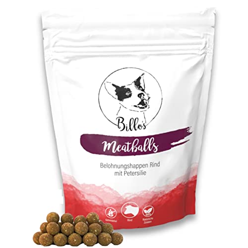 Billos Mini Meatballs Rind Petersilie Hundeleckerli - Getreidefrei Weich Natürlich für Training Kleine Hunde & Welpen - Soft Dog Treats Snack 10mm 150g von Billo's