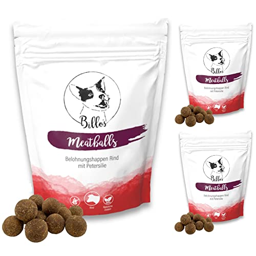 Meatballs Rind Petersilie Hundeleckerli Getreidefrei Weich Natürlich - Hundesnack Leckereien Trainingsleckerli Snacks Große Hunde Leckerlis - Dog Treats | Billos 19mm 3er-Pack (3X 150g = 450g) von Billo's