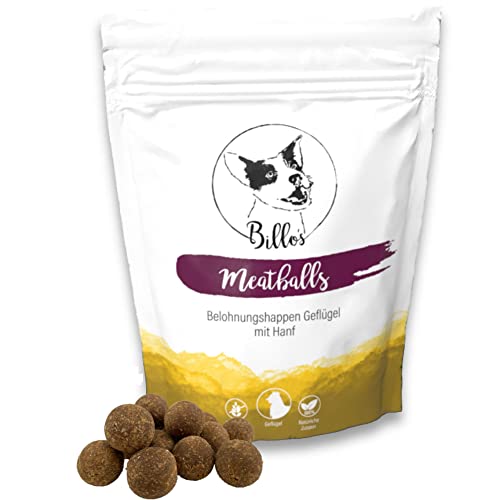 Meatballs Geflügel Hanf Hundeleckerli Getreidefrei Weich Natürlich - Hundesnack Leckereien für Hunde Training & Belohnung Große Hunde Leckerlis - Soft Dog Treats Snack | Billos 19mm 150g von Billo's