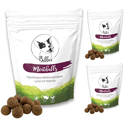 Meatballs Lamm Petersilie Hundeleckerli Getreidefrei & Hypoallergen Sensitiv Weich - Hundesnack Trainingsleckerli Große Hunde Leckerlis - Soft Dog Treats Snack | Billos 19mm 3er-Pack (3X 150g = 450g) von Billo's