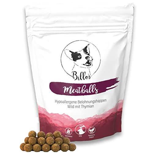 Meatballs Wild Thymian Hundeleckerli Getreidefrei & Hypoallergen Sensitiv Weich - Hundesnack Trainingsleckerli Kleine Hunde & Welpen Leckerlis - Soft Dog Treats Puppy Snack | Billos Mini 10mm 150g von Billo's