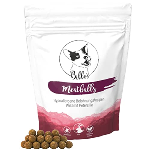 Meatballs Wild Petersilie Hundeleckerli Getreidefrei & Hypoallergen Sensitiv Weich - Hundesnack Trainingsleckerli Kleine Hunde & Welpen Leckerlis - Soft Dog Treats Snack | Billos Mini 10mm 150g von Billo's