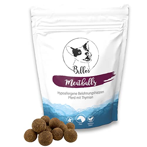 Meatballs Pferd Thymian Hundeleckerli Getreidefrei & Hypoallergen Sensitiv Weich - Hundesnack Leckereien Trainingsleckerli Leckerchen Große Hunde Leckerlis - Soft Dog Treats Snack | Billos 19mm 150g von Billo's