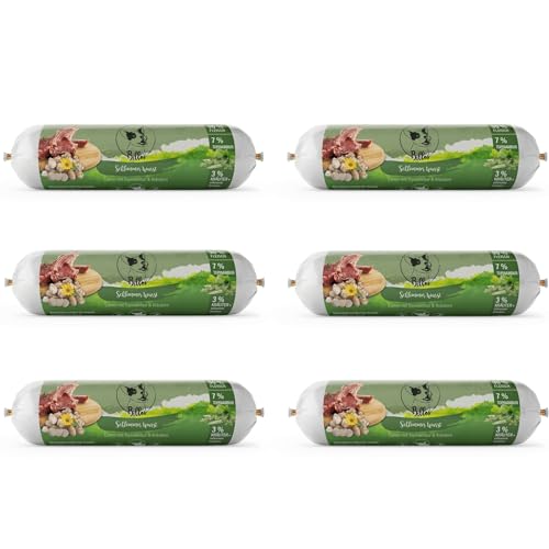 Schlemmerwurst Hundewurst Schnittfest Hypoallergen Getreidefrei Lamm mit Topinambur & KRÄutern - Wurst-Rolle für Hunde als Alleinfutter Leckerli Training | Billos Lamm 6er-Pack (=6X 400g = 2400g) von Billo's