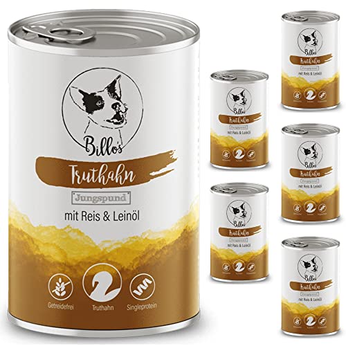 Welpenfutter Nass Getreidefrei & Natürlich - Hundefutter Junior Hunde & Welpen Futter Nassfutter Hundenassfutter - Puppy Food Wet Grain-Free Turkey | Billos Jungspund Truthahn 6er-Pack (6X 400g) von Billo's