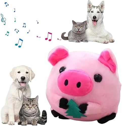 Bimhayuu Aktives bewegliches Haustier-Plüschspielzeug, interaktives Hundespielzeug, quietschend, bewegliches Hundespielzeug, waschbar, Cartoon-Schwein, Plüsch-Sound, elektronisches Hundespielzeug, von Bimhayuu