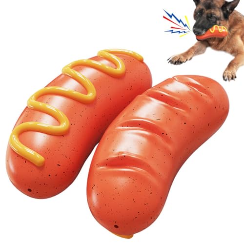Bimhayuu Kauspielzeug für Hunde für Aggressive Kauer für Aggressive Kauerunzerstörbares, quietschendes Hunde-Kauspielzeug, zähes Hot-Dog-Zahnreinigungsspielzeug gegen Langeweile (1 STK) von Bimhayuu