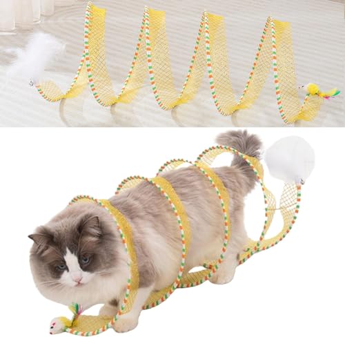 Bimhayuu Spiral Tunnel Katzenspielzeug - Selbstspiel Jagdspielzeug für Indoor-Katzen - Gelb von Bimhayuu