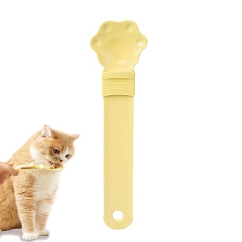 Katzen Feeder Katzen Food Spoon Cat Strip Squeeze-Löffel Katzen Feed Strip Squeeze Löffel Katzen-Futterlöffel Flexibler Haustierlöffel multifunktionaler Katzen-Snack-Löffel Katze Fütterung (Gelb) von Bimhayuu