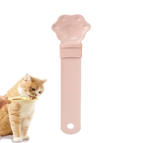 Katzen Feeder Katzen Food Spoon Cat Strip Squeeze-Löffel Katzen Feed Strip Squeeze Löffel Katzen-Futterlöffel Flexibler Haustierlöffel multifunktionaler Katzen-Snack-Löffel Katze Fütterung (Pink) von Bimhayuu