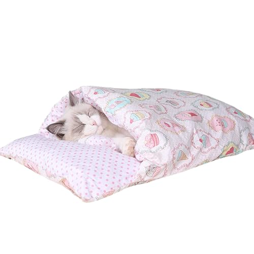 Katzen-Schlafsack, waschbar, gemütlich, weich, wärmend, Haustier-Schlafbett mit abnehmbarem Kissen, bequemes Haustierkissen, flauschige Haustier-Kuschelhöhle für Welpen, Kätzchen, Geschenke für Katzen-Schlafsack, waschbar, gemütlich, weich, wärmend, Haustier-Schlafbett mit abnehmbarem Kissen, bequemes Haustierkissen, flauschige Haustier-Kuschelhöhle für Welpen, Kätzchen, Geschenke für von Bimhayuu