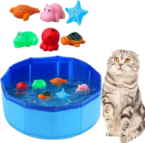 Katzenpool-Spielzeug mit Fisch-Wasser-Katzenspielzeug, tragbares Katzenpool-Spielzeug mit 6 Spielzeugen, Schwimmbad-Fischspielzeug für gelangweilte Indoor-Katzen, interaktives Katzenspielzeug für Katzenpool-Spielzeug mit Fisch-Wasser-Katzenspielzeug, tragbares Katzenpool-Spielzeug mit 6 Spielzeugen, Schwimmbad-Fischspielzeug für gelangweilte Indoor-Katzen, interaktives Katzenspielzeug für von Bimhayuu