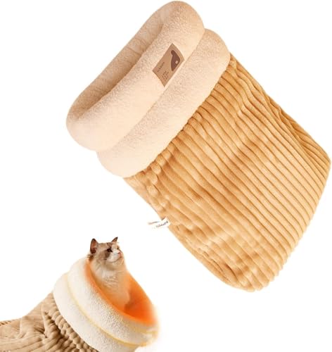 Katzenschlafsack, Waschbarer wärmender Katzenbettsack, Katzenbett Höhle Schlafsack, weicher Katzenunterschlupf, halbgeschlossener Katzenschlafsack Bett, Haustier-Kuschelsack für Katzen und kleine von Bimhayuu