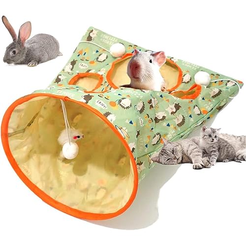 Katzentunnel Tasche für Indoor-Katzen Lustige Katzen Spieltunnel Faltbar Katzentunnel Katzenspielzeug mit Plüschball Interaktives Spielen Spaß Spielzeug für Haus Haustier (Orange) von Bimhayuu