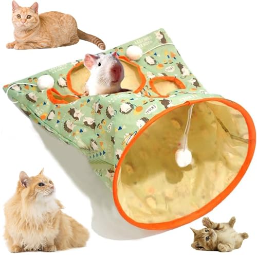 Katzentunnel-Taschen für Indoor-Katzen, Haustier-Katzenspiel-Tunnelspielzeug, zusammenklappbare interaktive Katzenbohrtasche, Haustierspielzeug mit Plüschball, selbstinteraktives Spielzeug (Igel) von Bimhayuu