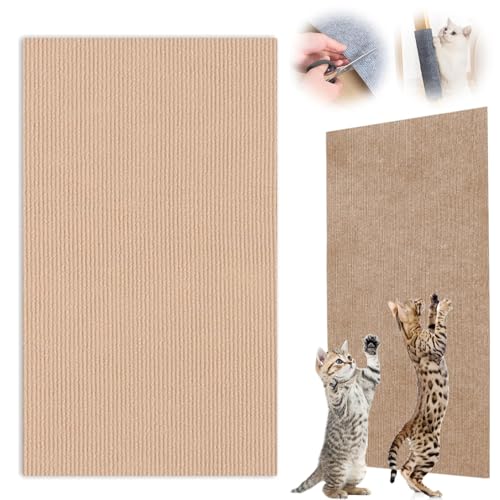 Kletter-Kratzer – DIY Kletter-Katzenkratzmatte, Katzenkratz-Möbelschutz, zuschneidbar, selbstklebende Teppichmatte, Ersatz für Kratzbaum-Regale, Khaki, 30 x 100 cm von Bimhayuu