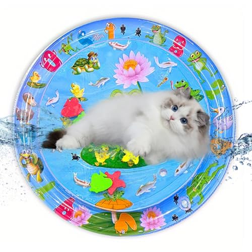 Sensorische Wasserspielmatte für Katzen - Tragbare Katzenspielmatte - verdickte Wassersensor Spielmatte für Katzen, Wassersensor Matte, Wasser sensorisches Pad Wasserspiel für heiße Sommertage (D) von Bimhayuu
