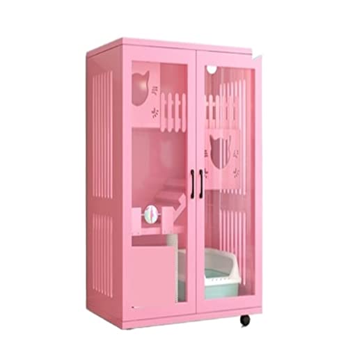 Katzenhütte Cat Villa Home Cat Cabinet Indoor übergroß Katzenvilla (Size : Pink 120) von BinOxy