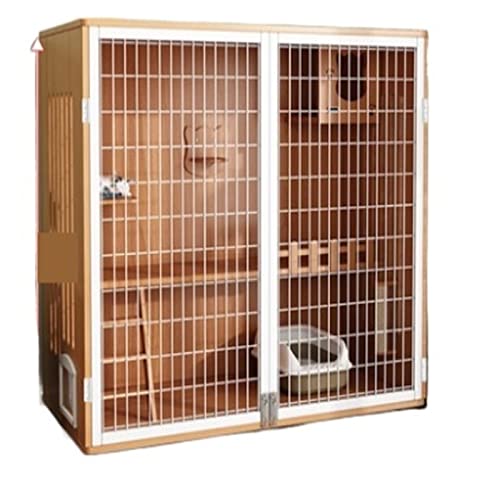 Katzenhütte Cat Villa Indoor Cat Room Home Cat House Übergroßer Freiraum Katzenschrank Katzenhaus Katzenstreu Luxus-Katzenkäfig Katzenvilla (Color : Varnish) von BinOxy