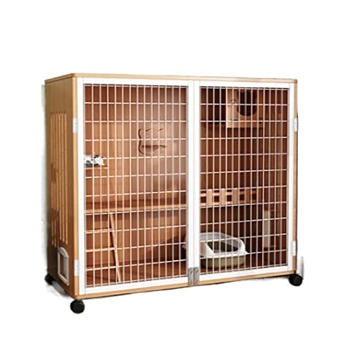 Katzenhütte Cat Villa Indoor Cat Room Home Cat House Übergroßer Freiraum Katzenschrank Katzenhaus Katzenstreu Luxus-Katzenkäfig Katzenvilla (Color : Varnish) von BinOxy