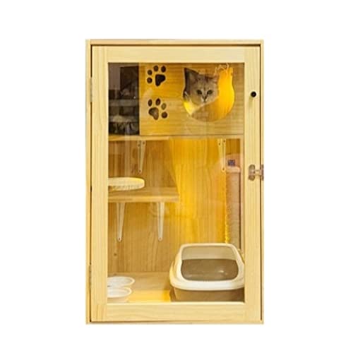 Katzenhütte Cat Villa Platte Seite transparent Luxus Katzenhaus Katzen Brutkäfig Katzenausstellungsschrank Katzenbett Cat Haustier Schrank Katzenraum Katzenvilla (Size : L) von BinOxy