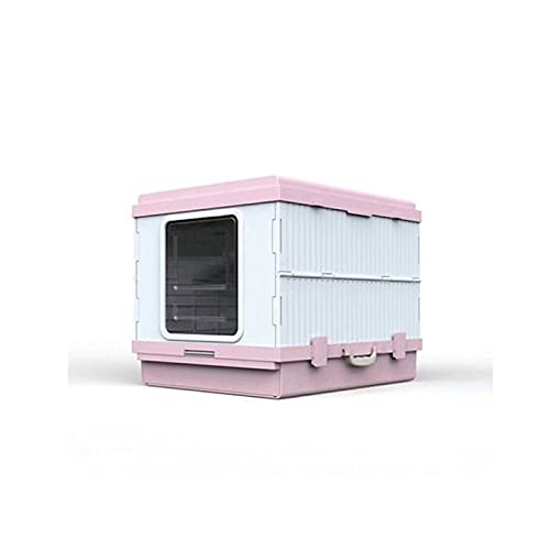 Katzenklo Faltbare Katze Wurf Box Splash-Proof Voll geschlossene extra große Katze Toilette Deodorant Cat Poop Box, leicht zu reinigen Katzentoilette (Color : Roze) von BinOxy