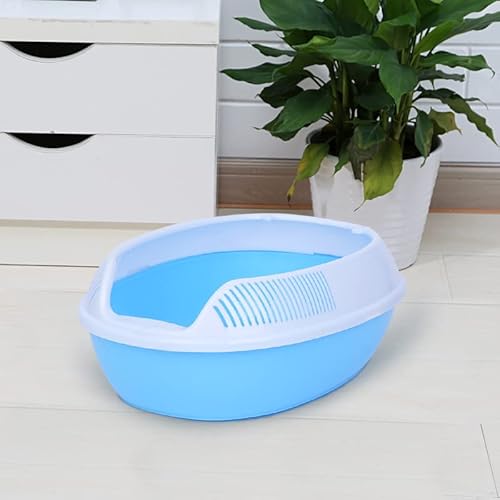 Katzenklo Halbgeschlossene Katze Toilette Sandbecken Desodorierende Katze Poop Basin Cat Supplies Super Extra Große Katze Wurf Box Katzentoilette (Color : Blauw, Size : S-37x27x12.5cm) von BinOxy