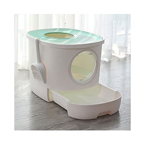 Katzenklo Halbgeschlossene Schubladenart Katze Wurf Box Doppel-Eingang Desodorieren von Katzen-Toiletten Große Größe mit Löffel PET Toilette Katzentoilette (Color : A) von BinOxy