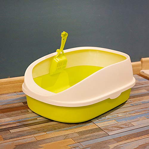 Katzenklo Haustier Hund WC Katze Wurf Box Katze Hundeschale Teddy Anti-Splash Toilette mit Katze Wurf Shovel Welpen Katze Indoor Home Sandkasten Katzentoilette (Color : Groen, Size : 37CMX30CMX15CM von BinOxy