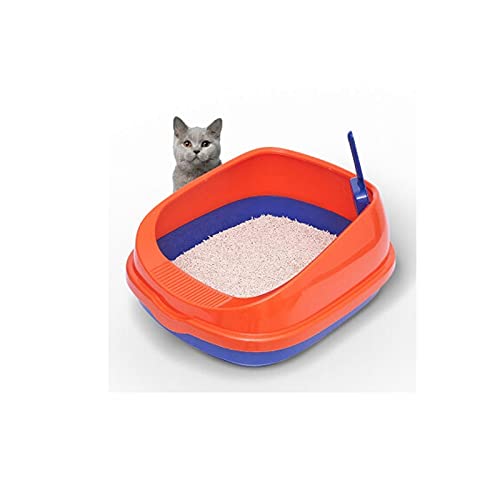 Katzenklo Katze Wurf Box Große halbgeschlossene Katze Toilette Splash-Proof Wurf Box for Kätzchen Erwachsene Katzen mit Wurflöffel for Kätzchen Katzentoilette von BinOxy