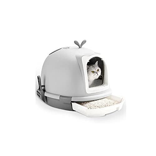 Katzenklo Voll geschlossene Katze-Toilette Große Schubladenart Katze Wurf Box Splash-Proof Cat Wurf Box mit Griff, Katzenstreuer Schaufel Katzentoilette von BinOxy