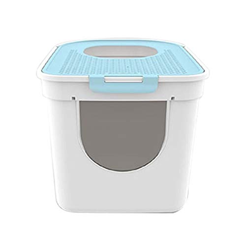 Katzentoilette Doppeltür Große Größe Katzentoilette Eine vollständig geschlossene Katzentoilette Haustierbedarf Katzentoilette Katzentoilette (Farbe: Blau) von BinOxy