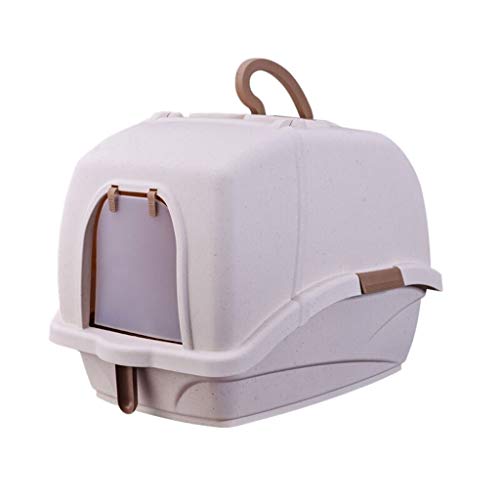 Katzentoilette Katzentoilette Katzentoilette vollständig geschlossene Katzentoilette Deluxe XL Verhindert Spritzen Katzentoilette Haustier Katzenzubehör Katzentoilette (Farbe: Beige) von BinOxy