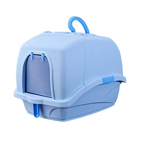 Katzentoilette Katzentoilette Katzentoilette vollständig geschlossene Katzentoilette Deluxe XL Verhindert Spritzen Katzentoilette Haustier Katzenzubehör Katzentoilette (Farbe: Blau) von BinOxy