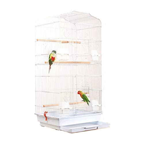 Vogelkäfig Dreistufiger Schmiedeeisen Großer Vogelkäfig Top Luxus Vogelkäfig Villa Geeignet für alle Arten der Vogelzucht Hoher Käfig 93cm Sittich Vogelkäfig (Farbe: Weiß-normale Version) von BinOxy