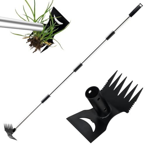 Bindokun Unkrautstecher mit Langem Griff 150 cm, 2 in 1 Manuell Unkraut-Zieher zum Entwurzeln, Gartengeräte Für Hof, Rasen, Terrasse und Garten von Bindokun