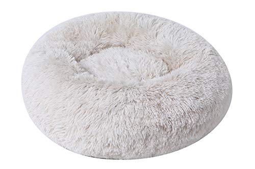 BinetGo Hundebett Katzenbett aus Kunstfell, selbstwärmendes Kissen für Gelenkentlastung und besseren Schlaf – maschinenwaschbar, wasserdichte Unterseite 45,7 x 45,7 x 14 cm, one, beige von BinetGo