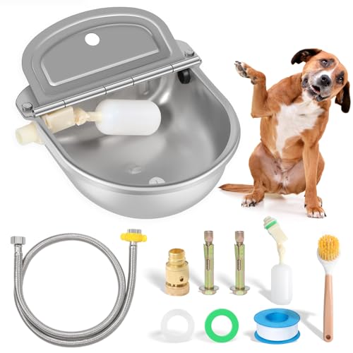 BinetGo Outdoor Automatischer Wasserspender für Hunde, Edelstahl Bissfest Automatischer Hund Wassernapf mit Ablaufstopfen, Außen Auto Nachfüllbarer Wassernapf mit Schwimmer für Ziegen Vieh BinetGo Outdoor Automatischer Wasserspender für Hunde, Edelstahl Bissfest Automatischer Hund Wassernapf mit Ablaufstopfen, Außen Auto Nachfüllbarer Wassernapf mit Schwimmer für Ziegen Vieh von BinetGo