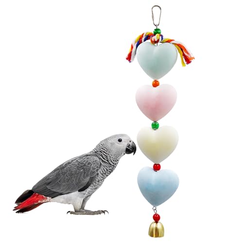 BingegePet Mineral-Kauspielzeug, Herzform, buntes Perlen-Vogelspielzeug mit Glocken, Schnabelschleifen und Futteranreicherung für Graupapageien, Wellensittiche, Nymphensittiche, Sittiche, Sittiche BingegePet Mineral-Kauspielzeug, Herzform, buntes Perlen-Vogelspielzeug mit Glocken, Schnabelschleifen und Futteranreicherung für Graupapageien, Wellensittiche, Nymphensittiche, Sittiche, Sittiche von BingegePet
