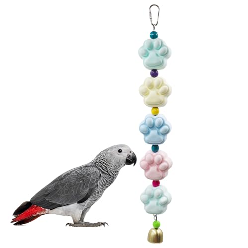 BingegePet Mineral Kauspielzeug, Pfotenform, buntes Perlen-Vogelspielzeug mit Glocken, Schnabelschleifen und Futteranreicherung für Graupapageien, Wellensittiche, Nymphensittiche, Sittiche, Sittiche BingegePet Mineral Kauspielzeug, Pfotenform, buntes Perlen-Vogelspielzeug mit Glocken, Schnabelschleifen und Futteranreicherung für Graupapageien, Wellensittiche, Nymphensittiche, Sittiche, Sittiche von BingegePet
