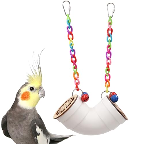 Vogelspielzeug, Vogelfutterspielzeug mit Holzdeckeln und buntem Kunststoffdekor, Käfigzubehör für afrikanisches Grau, Wellensittich, Nymphensittiche, Lovebird, Quaker, Caique, grüne Wange, kleine bis von BingegePet