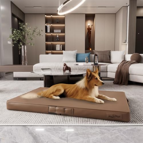 BingoPaw 3D Hundebett Faltbar Hundematratze: XXL Orthopädisches Hundebett aus PU Weich Leder Wasserdicht Hunde Kissen Matratze Schlafplatz für Grosse mittelgroße Hunde Braun 110x78x9 cm BingoPaw 3D Hundebett Faltbar Hundematratze: XXL Orthopädisches Hundebett aus PU Weich Leder Wasserdicht Hunde Kissen Matratze Schlafplatz für Grosse mittelgroße Hunde Braun 110x78x9 cm von BingoPaw