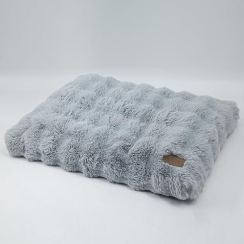 BingoPaw Flauschig Hundebett Grosse Hunde: 90x60x7 cm Waschbar Hundekissen weich, Hundematte für große mittelgroße Hunde, rutschfeste Unterseite, wasserdicht, Haustierbett Hundematratze, Grau von BingoPaw